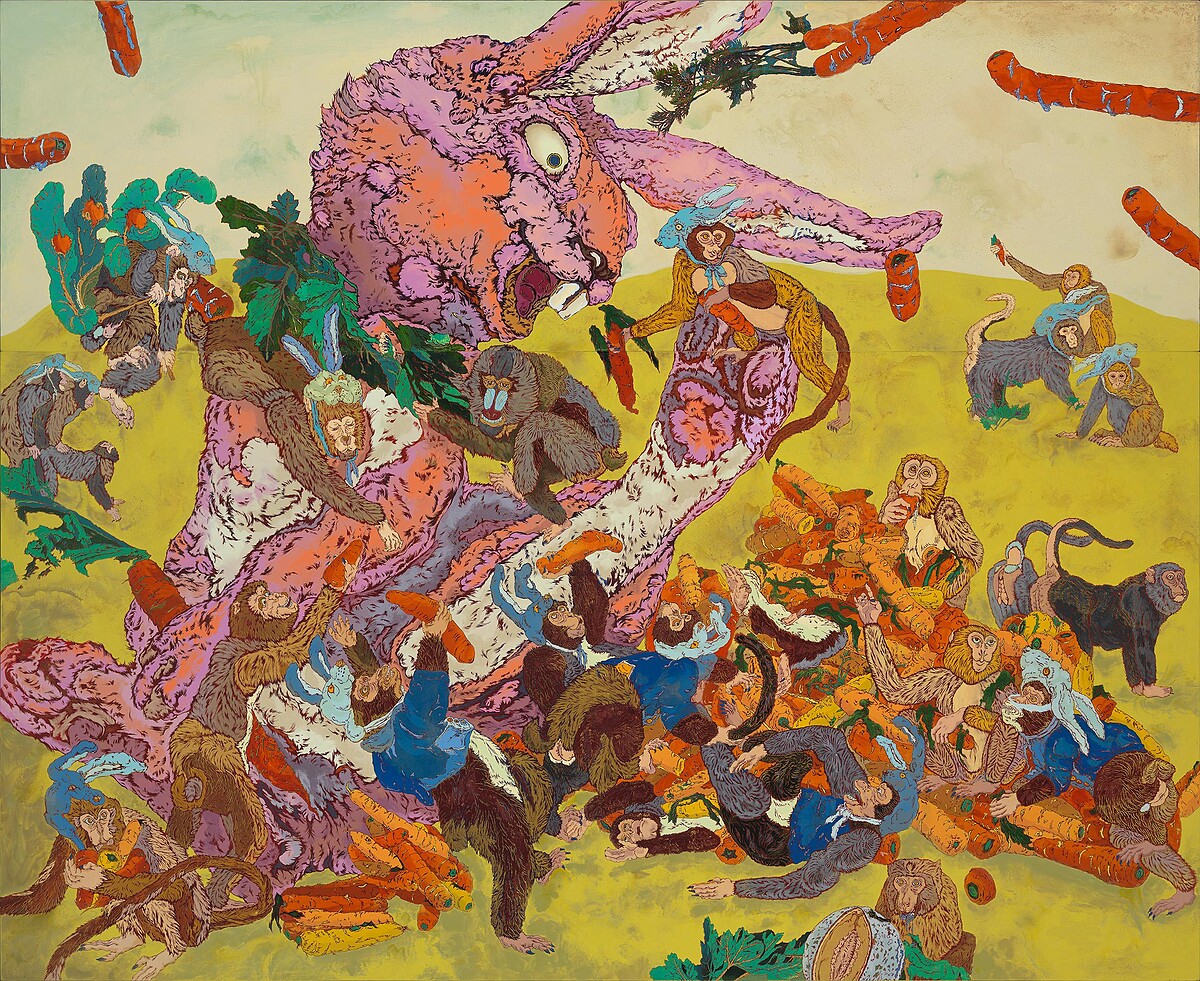 蕭珮宜，《人間樂園》，2022-2023，壓克力顏料、畫布，185 &times; 226 &times; 5公分。臺北市立美術館典藏。