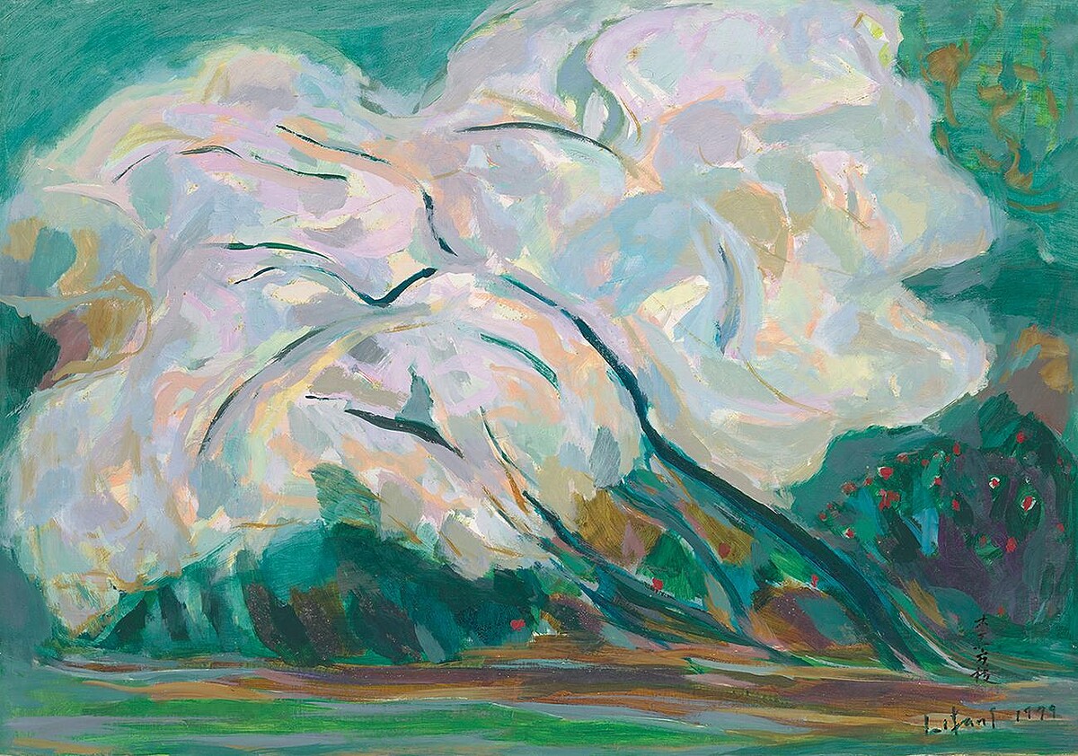 李芳枝，《夢蝶》，1979，油彩、畫布，50&times;70.5公分。臺北市立美術館典藏。李芳枝之子亦主動自瑞士捐贈作品與大量文獻，開啟讓世人重新深度認識的契機，藝術家擅長以寫生方式表達對眼前所見事物的愛好，從粉彩、油彩或水墨等不同媒材，釋放出情感充沛的能量。