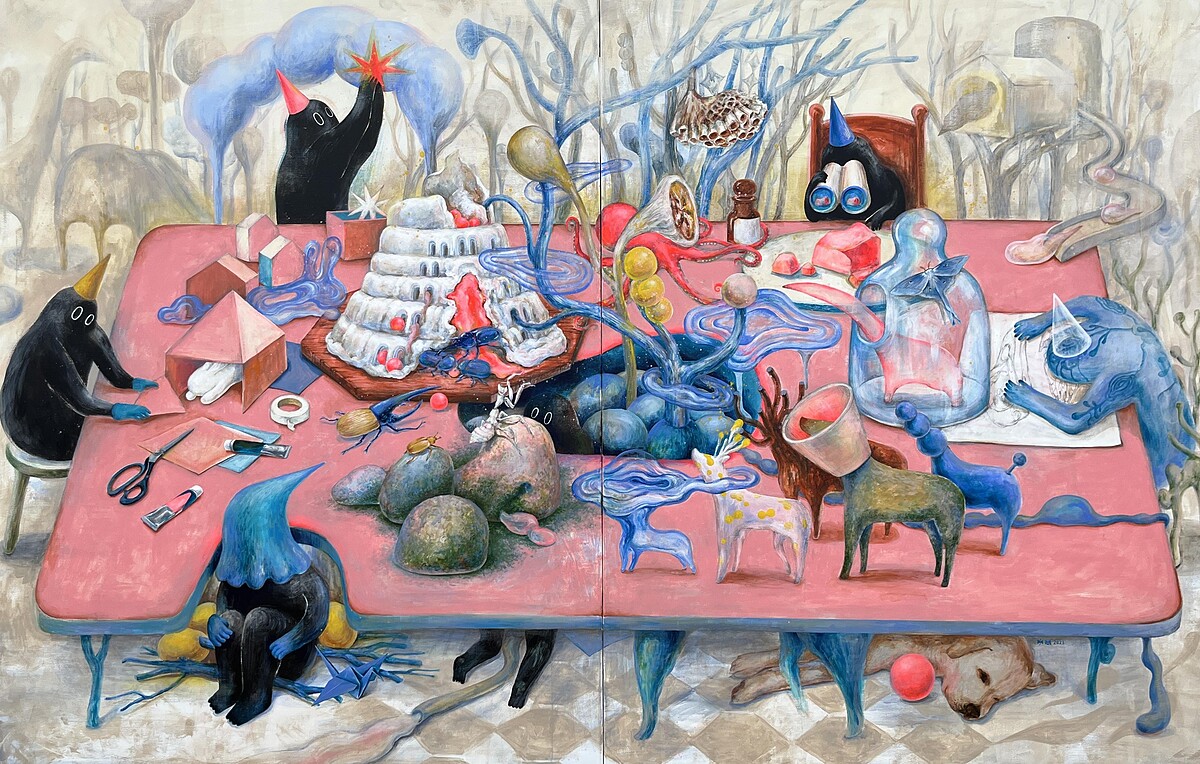 Pinky&rsquo;s dream｜壓克力顏料、畫布｜224X145.5cm 雙聯幅｜2023