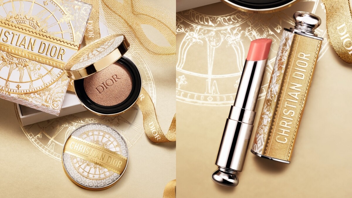 迪奧超完美氣墊外殼金燦凡爾賽，NT1,250、迪奧癮誘唇膏外殼金燦凡爾賽，NT1,150