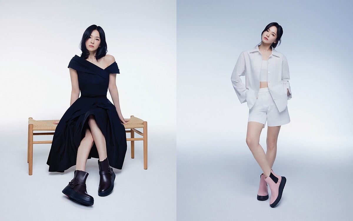 F-MODE扭結造型皮革厚底短靴,NT8,250、F-MODE撞色縫線厚底切爾西靴(柔粉色),NT7,750。