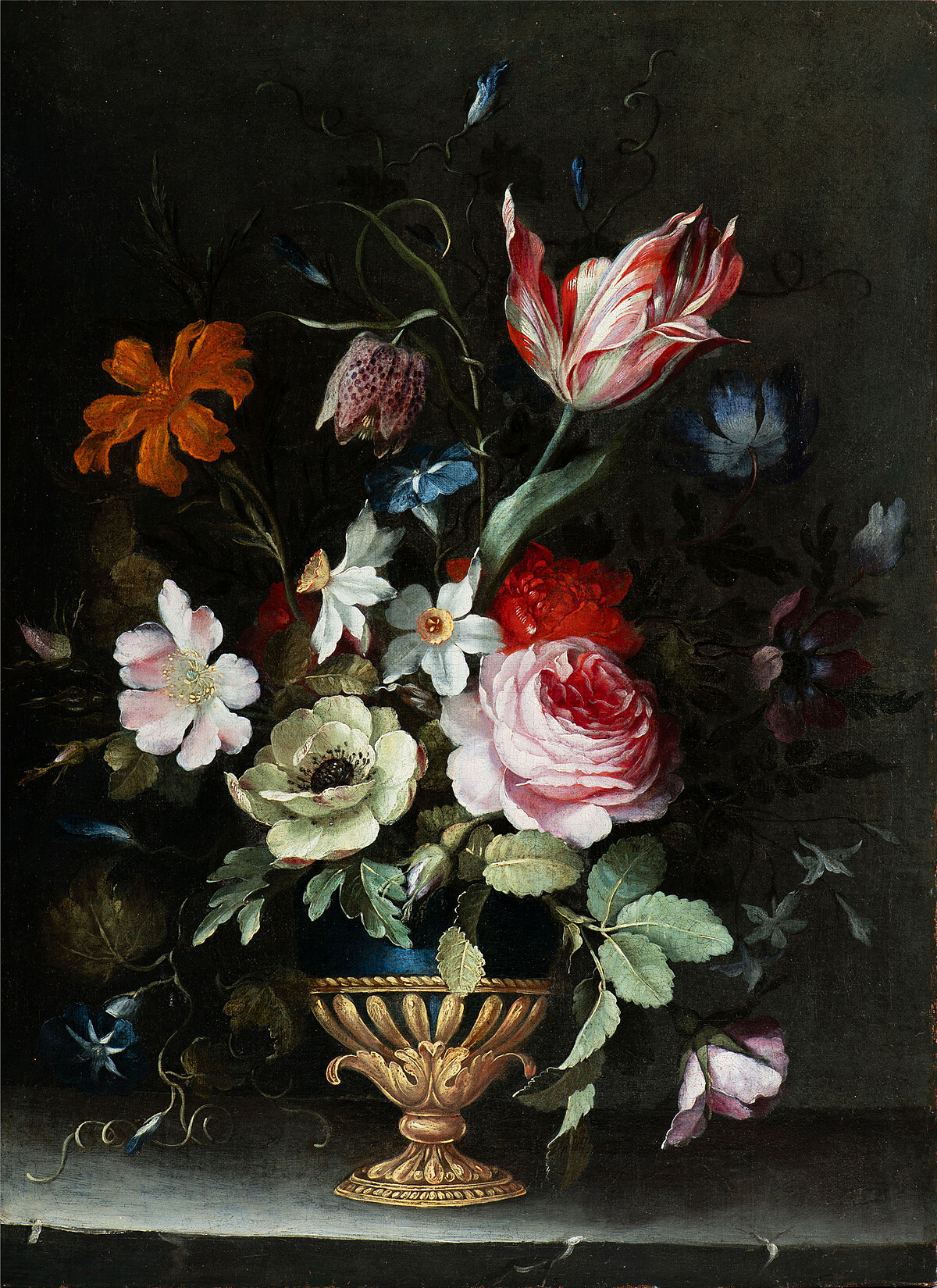 奇美博物館珍藏展《畫師們》，呈現尼德蘭繪畫市場的多元題材，楊・彼特・布魯赫爾的靜物畫作品〈花卉靜物〉。反映當時歐洲種植花卉、擺設昂貴花束的風潮，畫面看似寫實，但卻集合不同時節的花卉，呈現出畫家或買家心中的理想美。