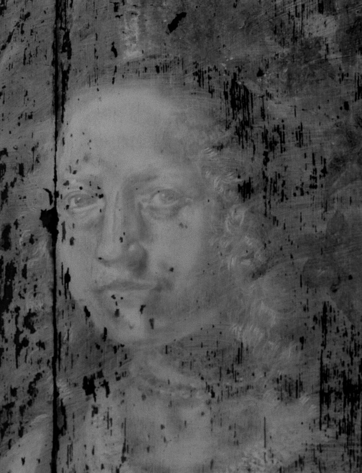 〈裝扮為牧羊女的女子肖像〉經科學檢測的鉛元素分布圖，發現畫中的女子曾被大幅度「換臉」，檢測下所呈現的臉，眼睛看起來較大、臉頰與嘴唇也顯得較寬大。