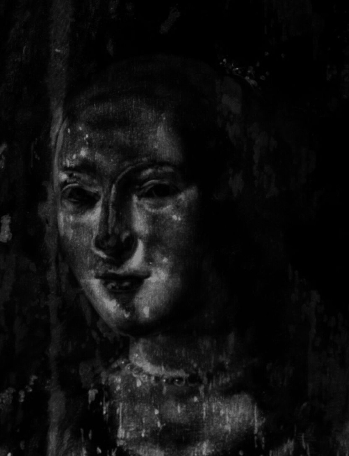 〈裝扮為牧羊女的女子肖像〉經科學檢測的鋅元素分布圖，推測其面部修改應是使用含有鋅白的顏料，但鋅白在19世紀後才廣為使用，可見此修改應為後人手筆。