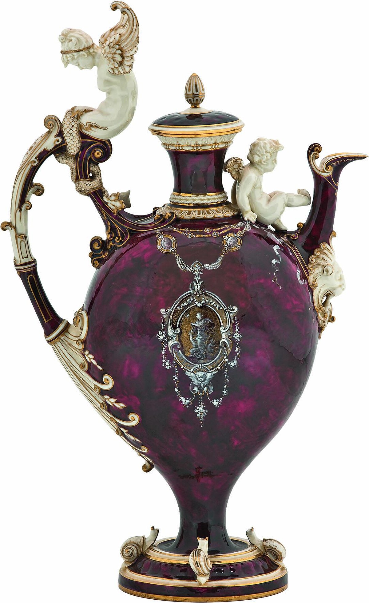 布洛瓦帶蓋長頸壺，塞弗爾國家瓷器廠(1883-1884年)巴黎裝飾藝術博物館。