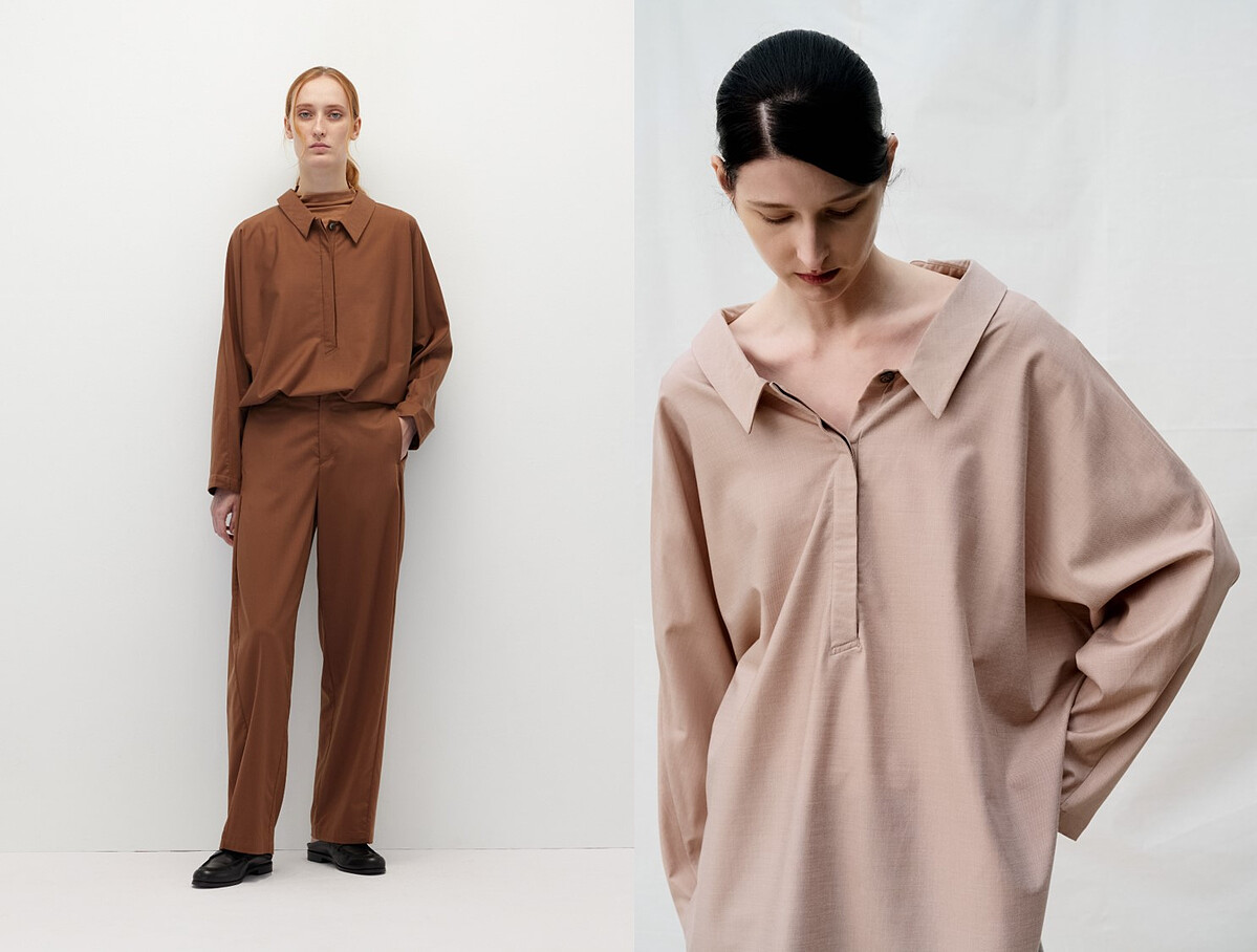 HUNDR.半開襟開扣連袖天絲襯衫，NT5,080。