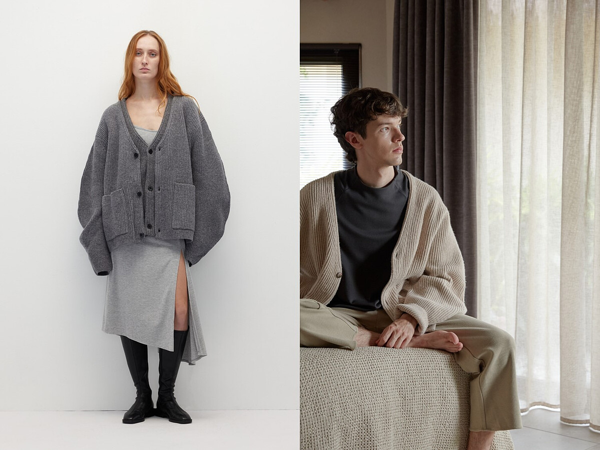 HUNDR.繭形羊毛開襟衫，NT6,680。