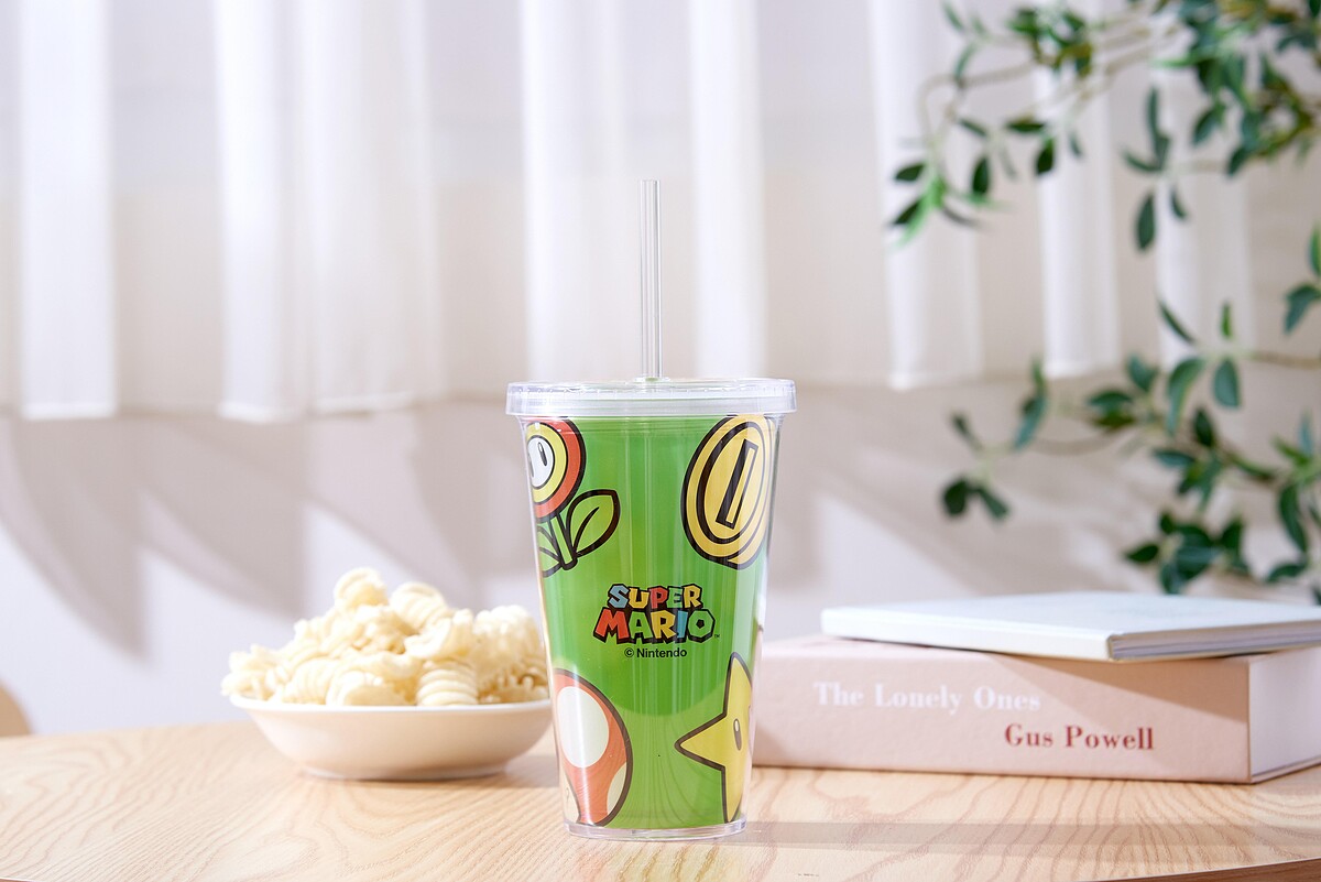 超級瑪利歐 力量提升道具 吸管環保杯。