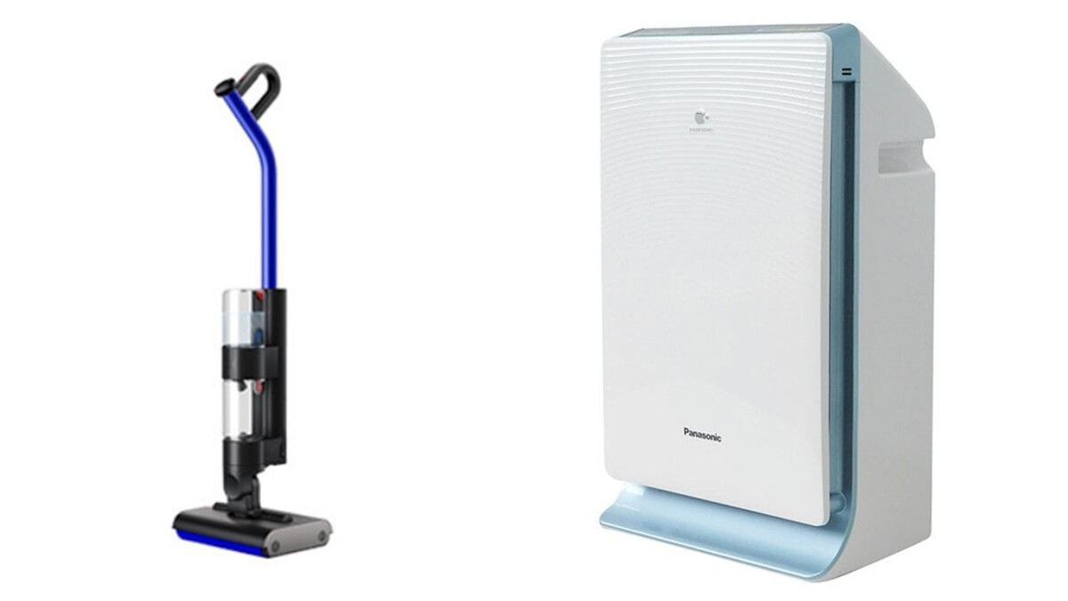 Dyson WashG1雙驅四刷無線洗地機 特價 19,900 原價 22,900(高雄左營店)，Panasonic新一級能源效率15坪nanoeX空氣清淨機(F-P75MH) 特價 15,900 原價19,900(高雄左營店)。