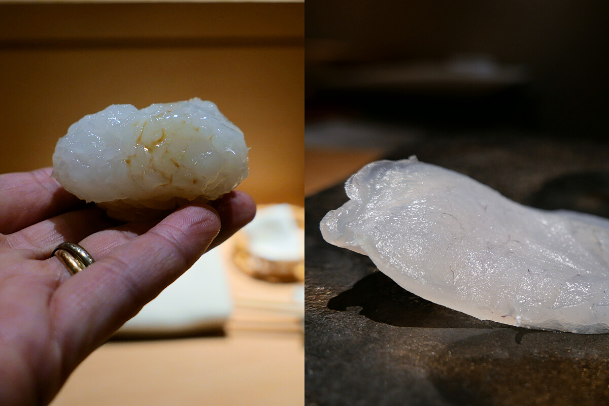 軟絲與虎尾魚刺身。