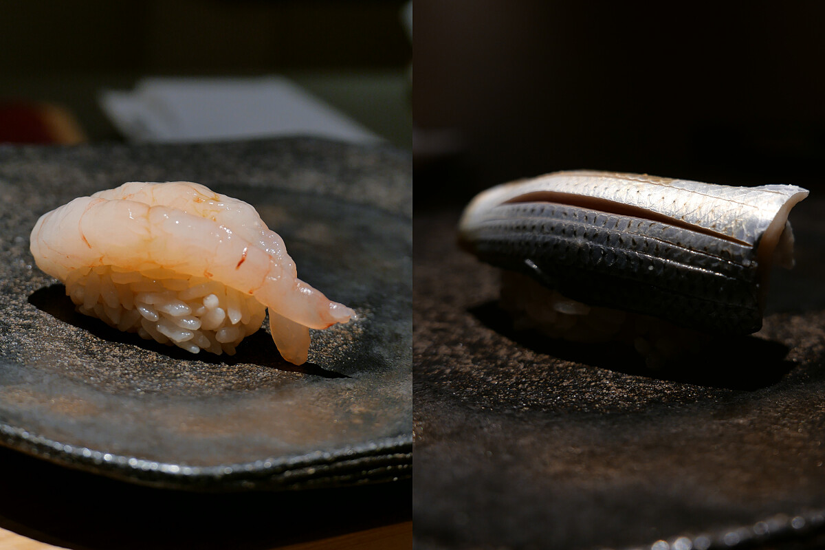 甜蝦與小肌魚。