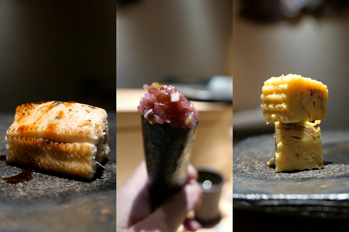 星鰻、鮭魚卵鮪魚泥捲、玉子燒。