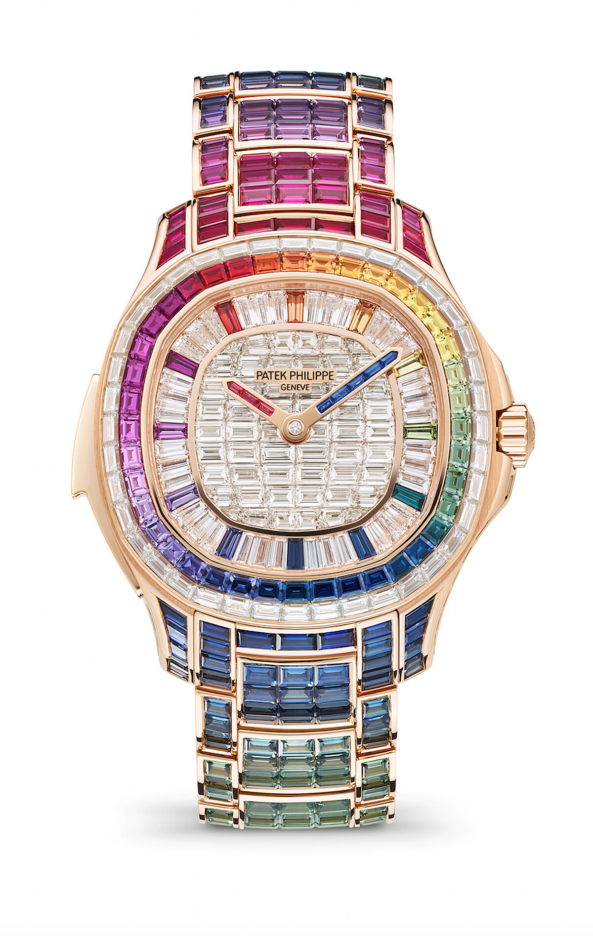 彩色寶石三問腕錶，Patek Philippe。