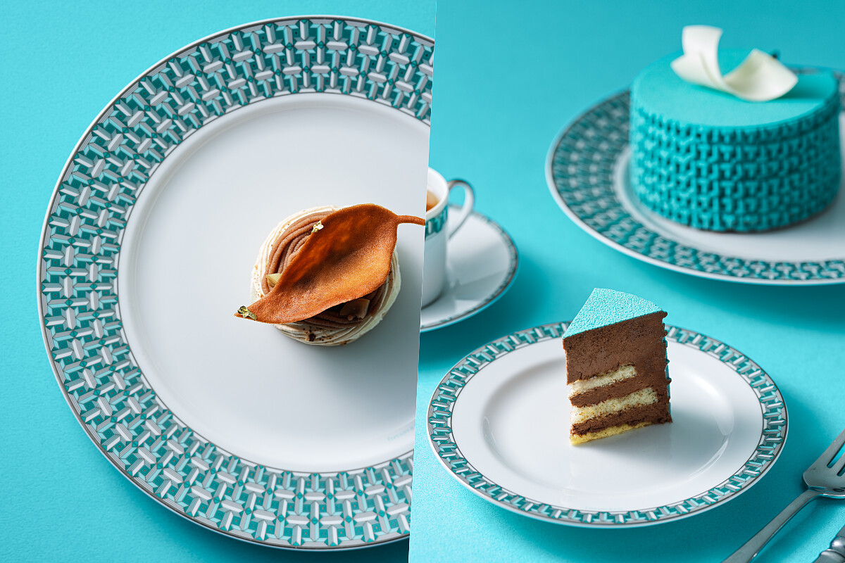 下午茶推出迷你蒙布朗、抹茶樹幹蛋糕與炙燒干貝塔，讓賓客盡享節日歡愉。