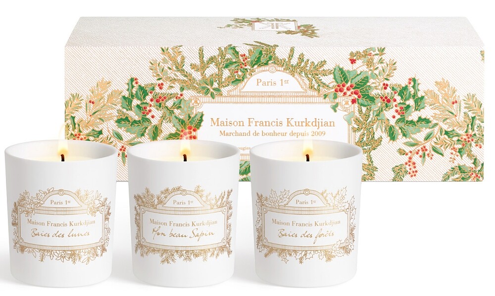 Maison Francis Kurkdjian 2024聖誕限量版香氛蠟燭禮盒(耶誕冷杉、漫步巴黎、幸運守候) 95g*3，NT4,800