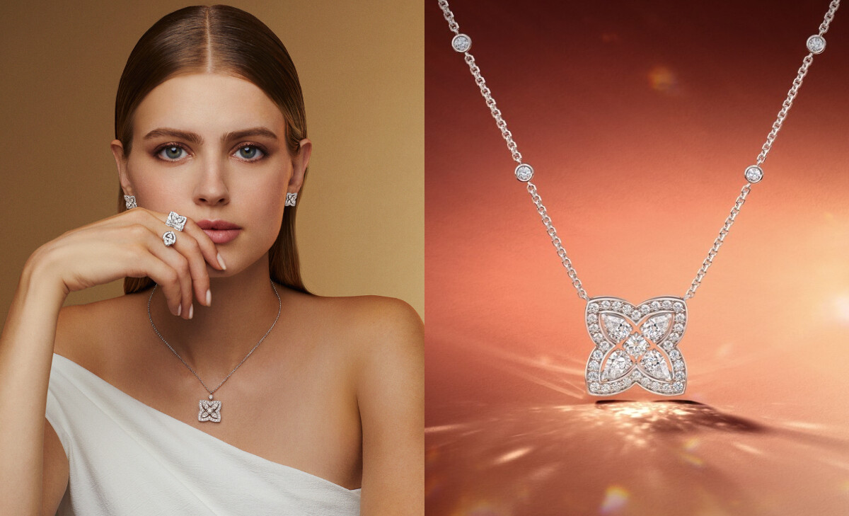 De Beers Enchanted Lotus系列18K白金鑽石吊墜項鍊（多款尺寸可選）- 訂價自 NTD$ 79,000 起
