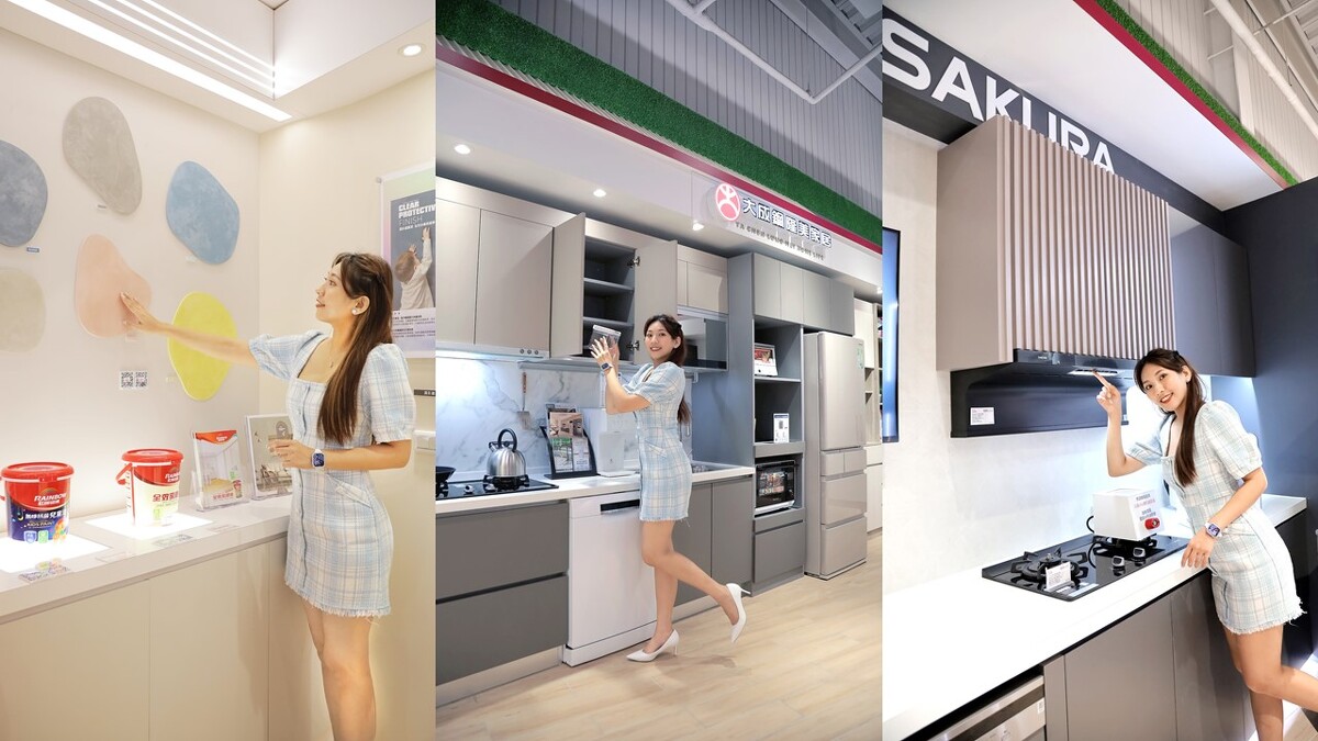 （圖左）全國電子引進虹牌油漆店中店，設置兩台調色機可以直接客製調製出你想要的顏色，提供完整的居家生活解決方案。（圖中）全國電子淡水門市首次合作駐進大成鋼隆美家居品牌，所有裝修需求都可以請問駐點設計師協助丈量和場刊，為你打造出理想空間規劃。（圖右）「AI廚電」瓦斯爐、抽油煙機、熱水器全部升級，台灣櫻花SAKURA進駐全國電子淡水店，提供高效、便利的質感家居生活體驗。