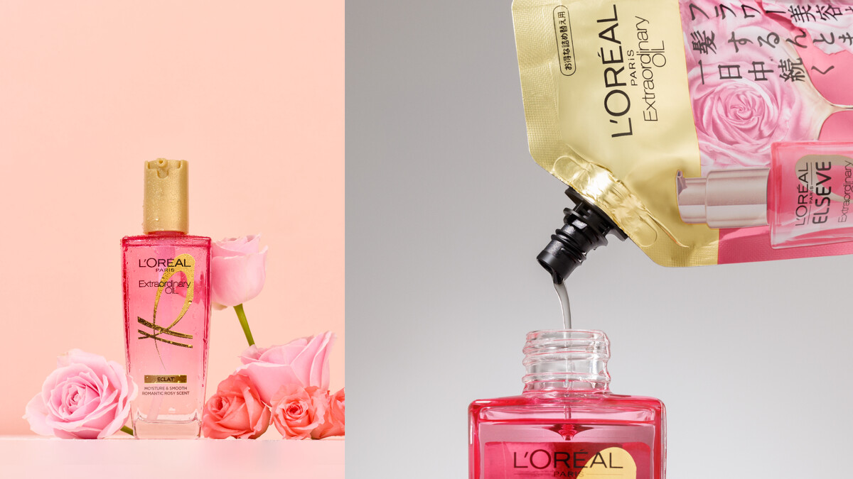 巴黎萊雅「金緻護髮精油 玫瑰精華」推出環保補充包，鼓勵消費者重複使用原有瓶器