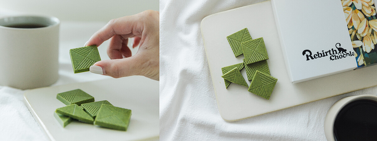 Rebirth Chocolate_宜蘭青茶花椒白巧克力禮盒$650,攝影:Jimmy Yang。