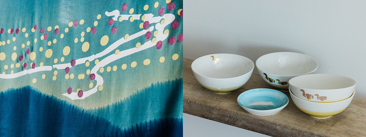 左:未來氏_金面大觀$4280、右:米薩維奇陶藝工作室_龜山島豆皿$450、稻鴨米飯碗(兩口子)$1800,攝影:Jimmy Yang。