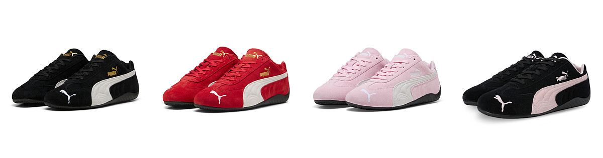 SPEEDCAT OG 賽車運動鞋,經典黑、極速紅、櫻花粉、芭蕾粉黑,各NT3,280