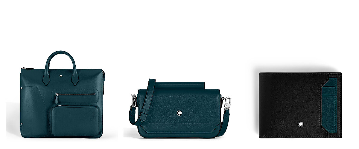  MONTBLANC Soft系列24/7手提包(NT$71,800)、迷你包(NT$41,600)、6卡式雙色皮夾(NT$18,900)。