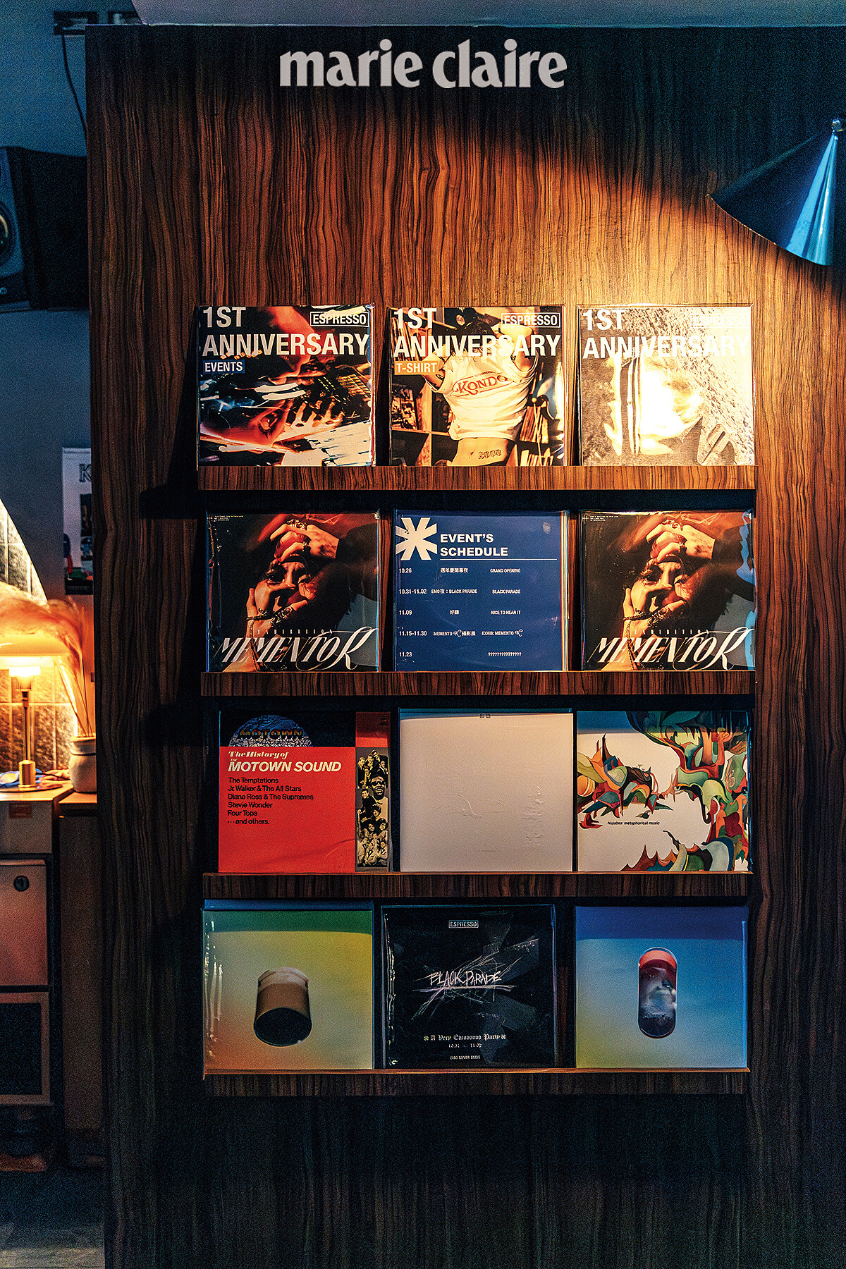 唱盤牆擺放了 Kondo Bar 的近期推薦音樂。