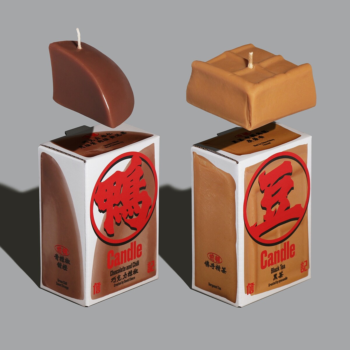 詹記x eyecandle蠟燭的包裝邀請設計師盧翊軒操刀，營造新潮復古又不失純情的視覺設計(Photo/詹記授權提供)。