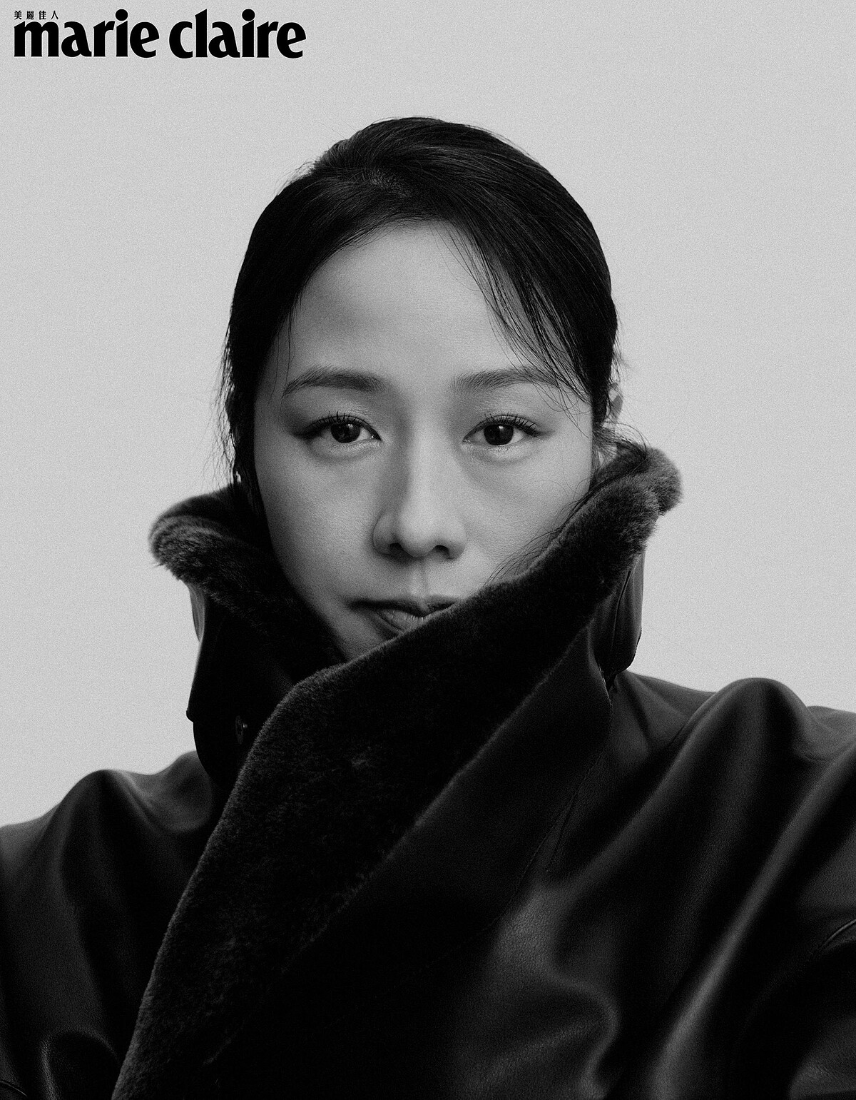 咖啡色毛領皮衣,Hermès。