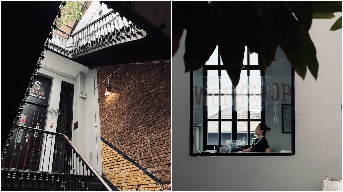 從古老的木製樓梯拾級而上的過程，也是到Workshop的一種樂趣。／黑鐵的窗框，充滿了濃濃的工業風。