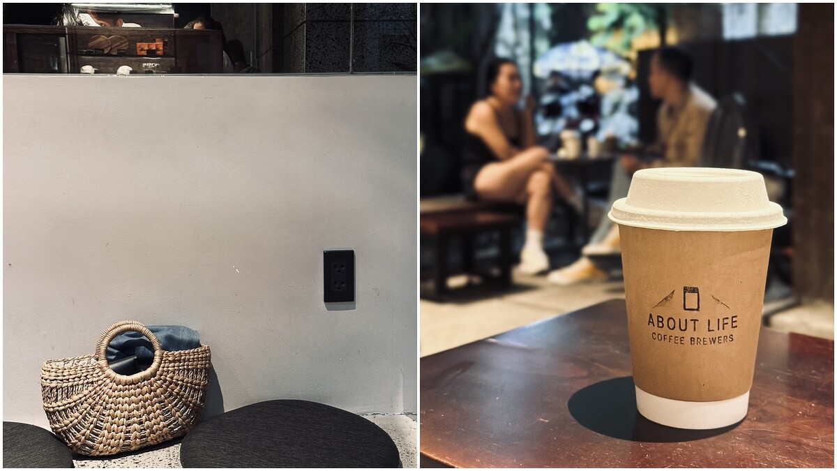 即便是小桌子，牆上也有插座可供使用，十分貼心。／主打日式風格的About Life，很適合與好友一同消磨時光。