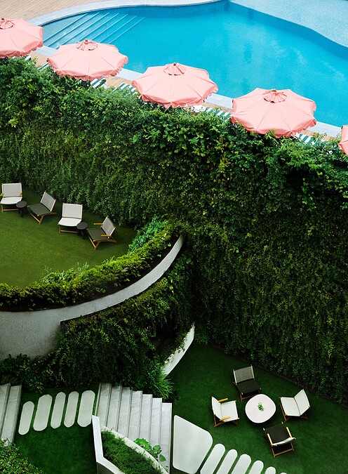 俯瞰戶外花園。