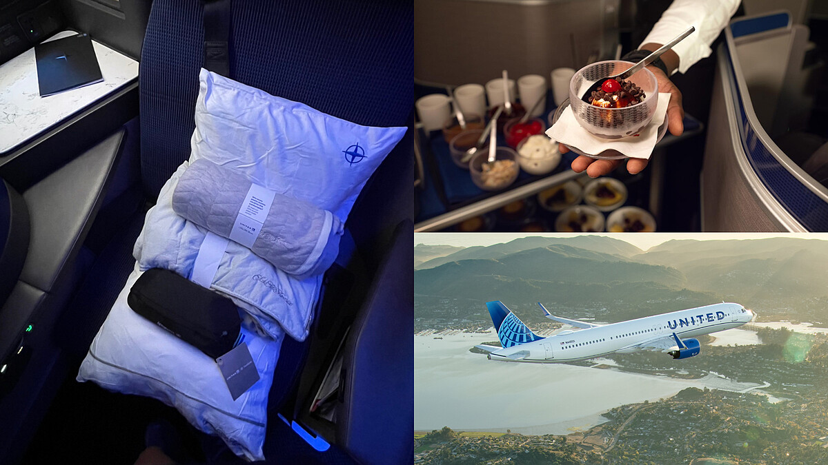 開箱聯合航空「北極星商務艙」6大亮點！捨不得下飛機的享受，冰淇淋聖代車超吸睛