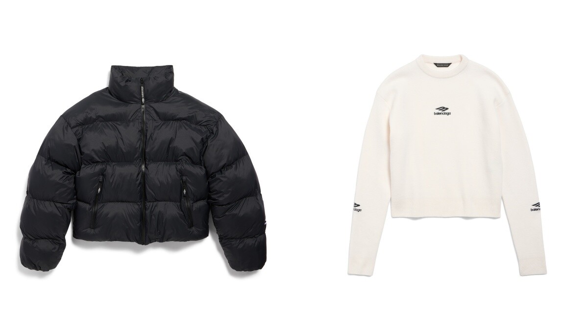 Women's Ski Cropped Puffer in Black 羽絨外套 NT110,500、Women's Ski Crewneck 白色內搭上衣 NT51,000