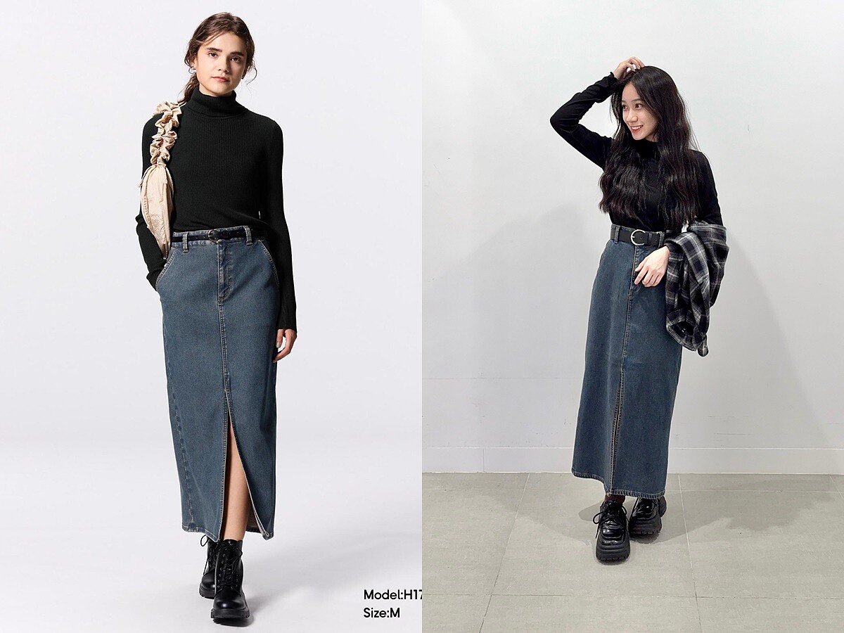  GU內刷毛牛仔裙，NT$990。