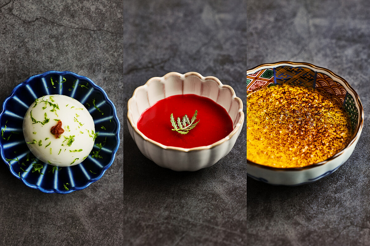 甜點則有三個選項，依序為「希臘優格雪酪」、「覆盆莓奶酪」、「芒果西米露」。