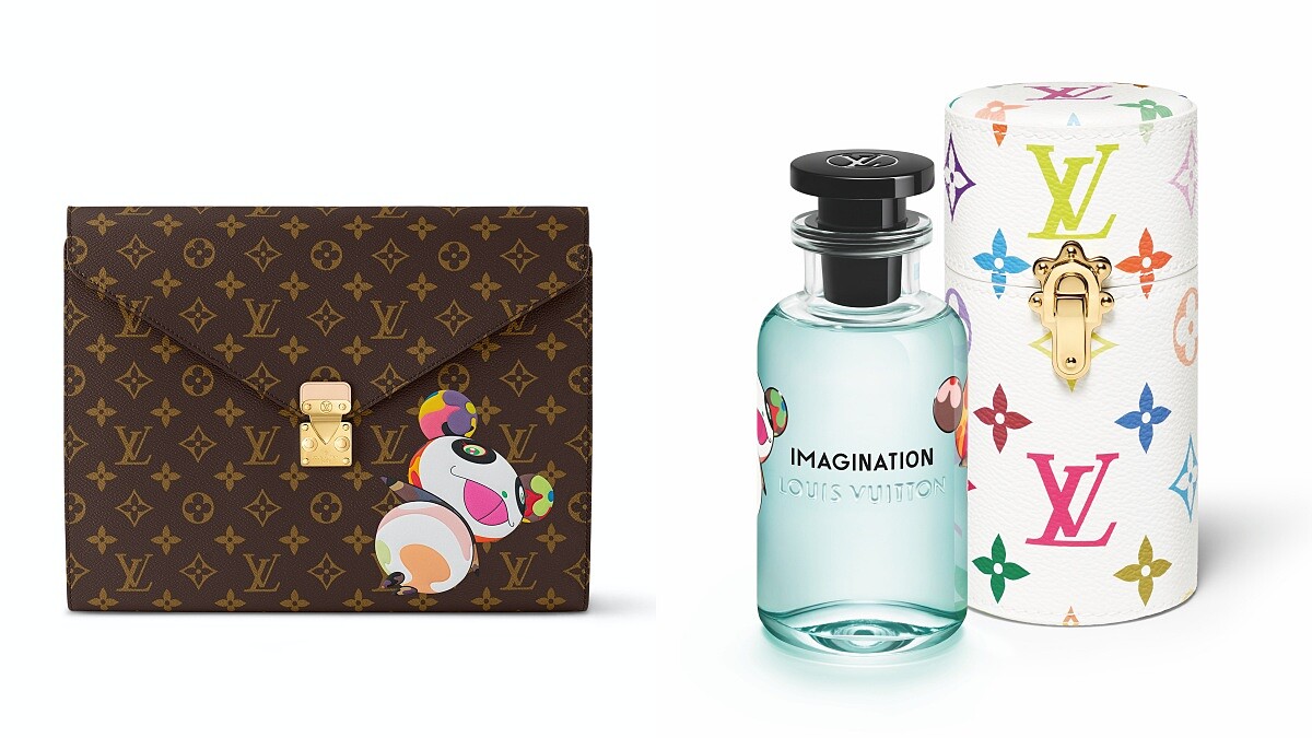 Louis Vuitton x Murakami Superflat 手拿文件夾 NT58,500、Louis Vuitton x Murakami 香水保護套 NT27,100