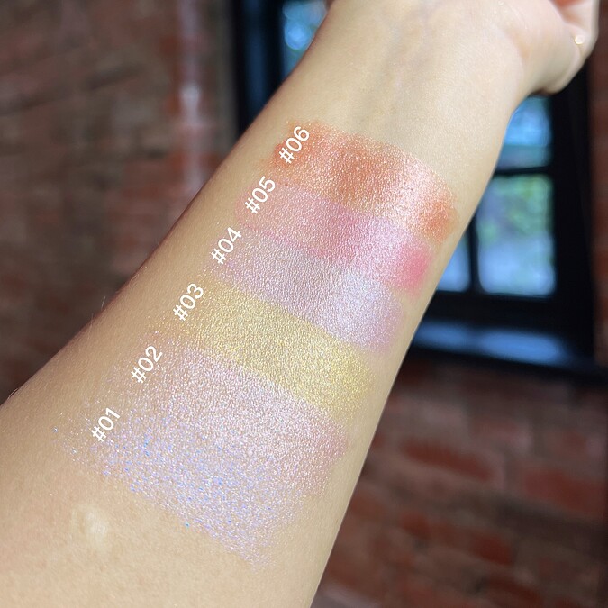 RMK透光眼頰棒6色手部試色。