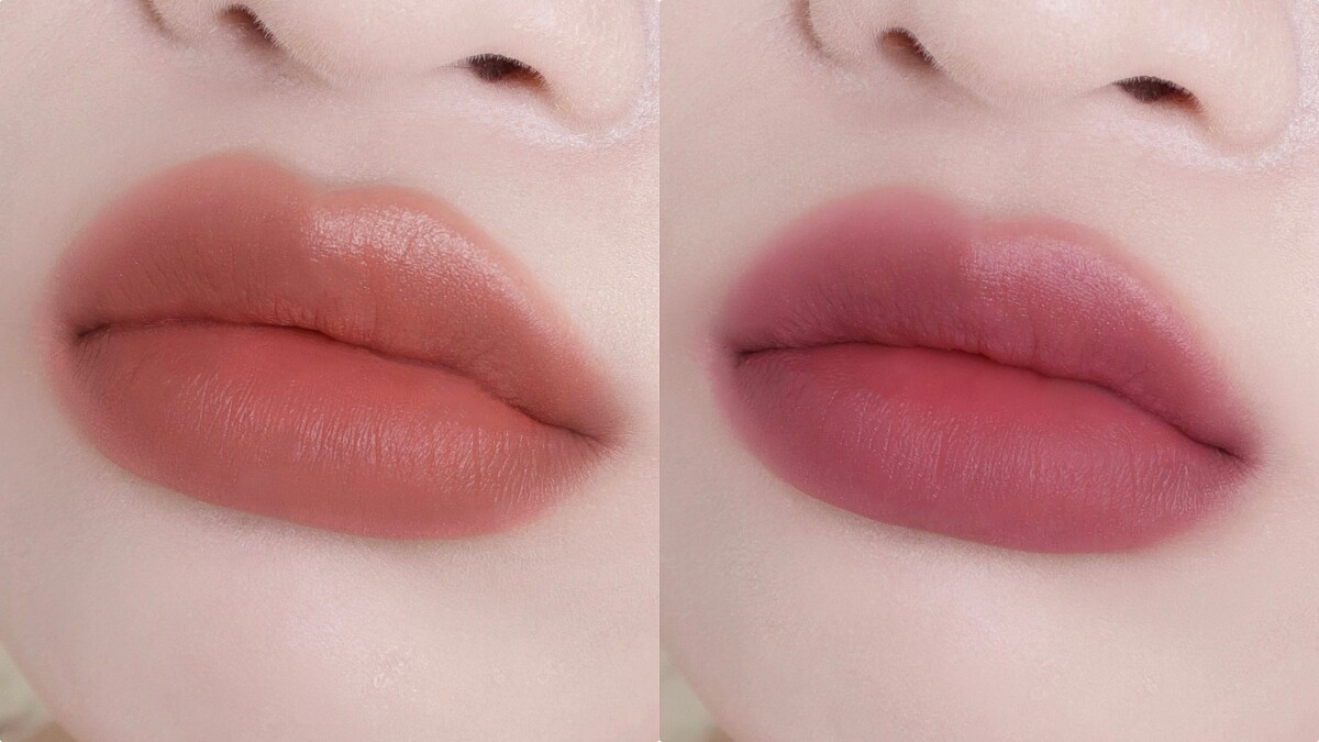 媚比琳Teddy Tint泰迪絨霧液態唇泥主打色#25、#60實擦示意圖。