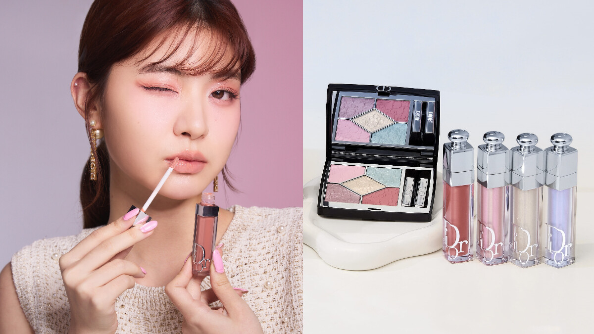 Model妝容使用：迪奧經典五色眼影限量版#812、迪奧超完美持久亮采餅限量版#003、迪奧專業後台粉頰彩#001、迪奧豐漾俏唇蜜限量版#204。