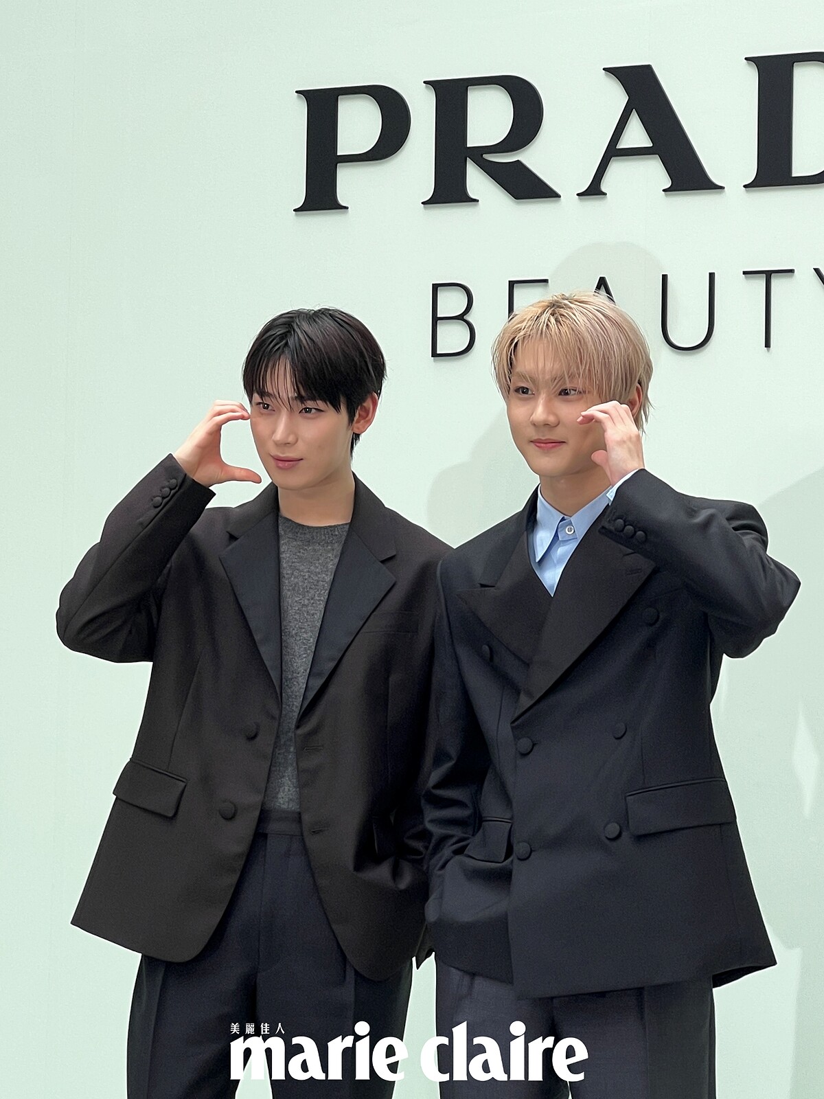ENHYPEN成員梁禎元（JUNGWON）與金善禹（SUNWOO），出席PRADA Beauty 美妝旗艦快閃店開幕現場。
