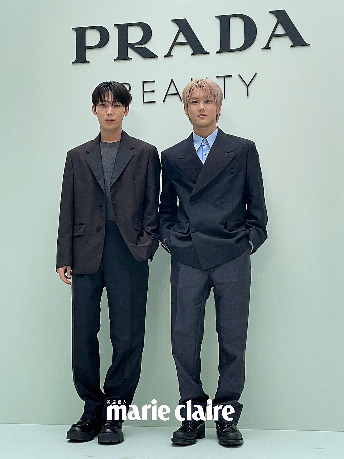 ENHYPEN成員梁禎元（JUNGWON）與金善禹（SUNWOO），出席PRADA Beauty 美妝旗艦快閃店開幕現場。