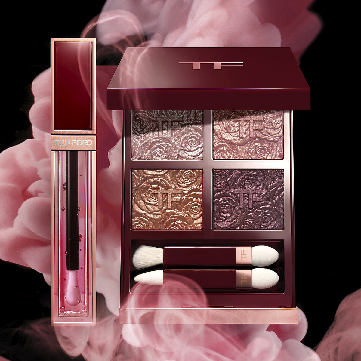 Tom Ford裸慾玫瑰限定版唇露及限定版高級訂製四格眼盤#01 Rose Exposed。