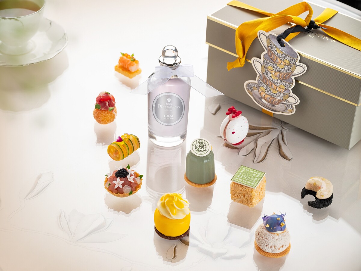 台北文華東方酒店行政主廚馮俊傑與行政西點主廚趙崇曦發揮巧思，從潘海利根品牌特色中找尋靈感，設計出精緻餐小點(Photo/台北文華東方酒店提供)。