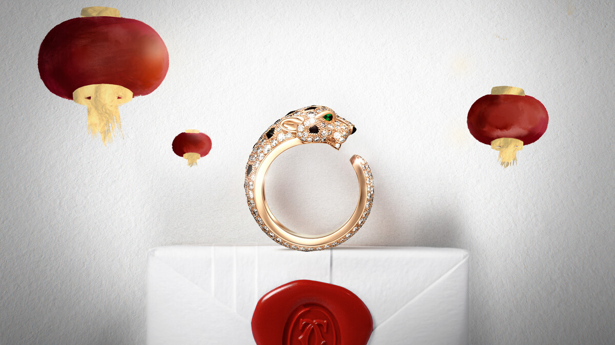 Panth&egrave;re de Cartier美洲豹鑽戒。