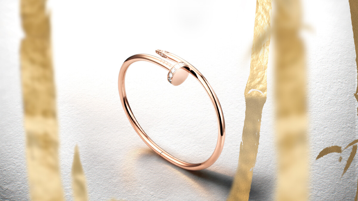 Juste un Clou玫瑰金鑽石手環。
