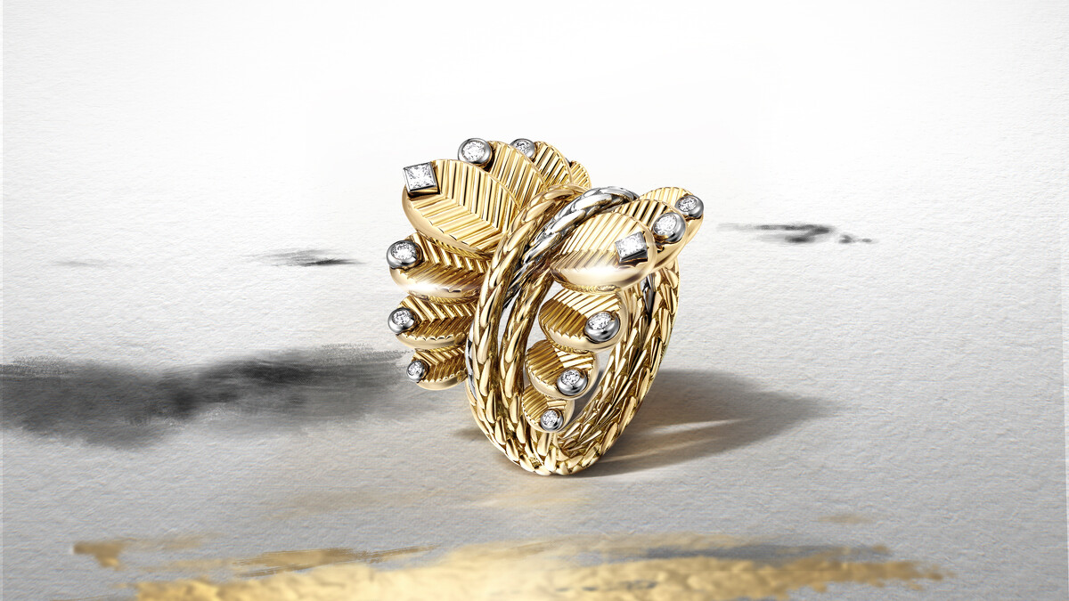 Grain de Caf&eacute; 18K金鑽戒。