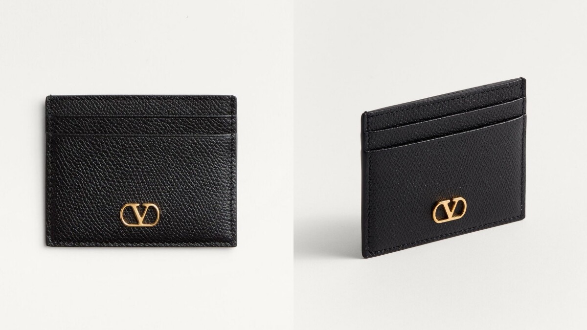 VLOGO 標誌性粒面小牛皮卡包 約台幣11,891
