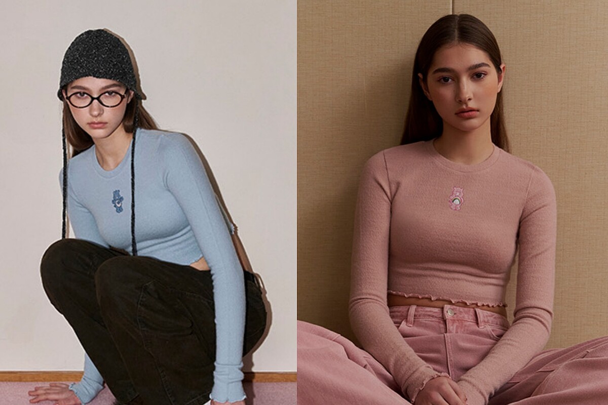 CARE BEARS 磨毛感刺繡捲邊上衣 NT.690