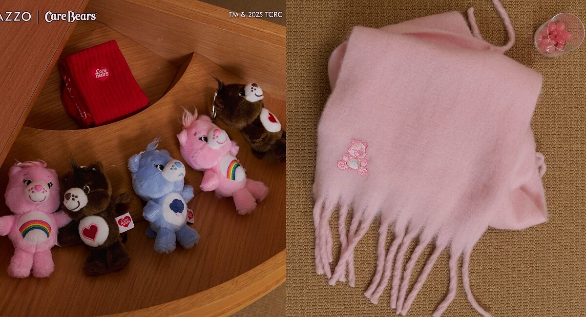 CARE BEARS 絨面磨毛貼布繡圍巾 NT.890、CARE BEARS 絨毛吊飾 NT.590